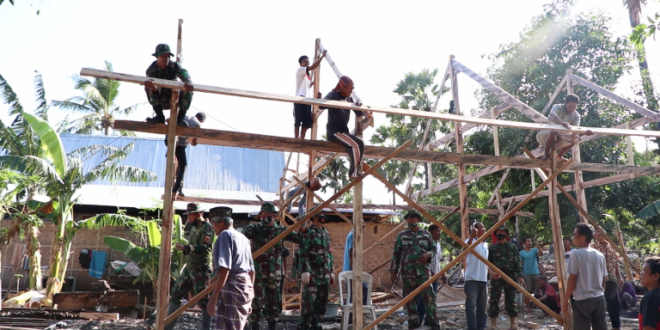 Kodim 1425 Jeneponto Genjot Pengerjaan Bedah Rumah Milik Sepasang Lansia di Bontorannu Bangkala