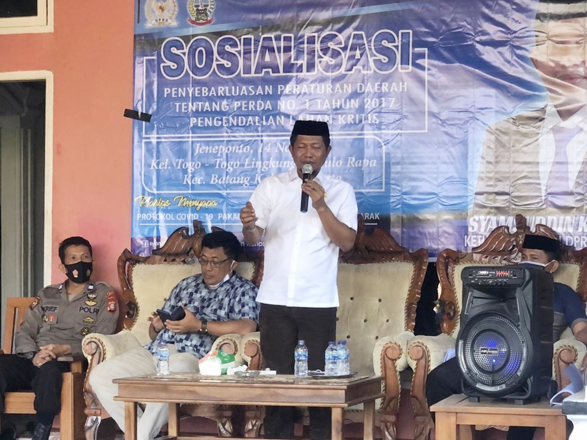 Syamsuddin Karlos, Sosialisasi Penyebarluasan Perda Tentang Pengendalian Lahan Kritis di Jeneponto