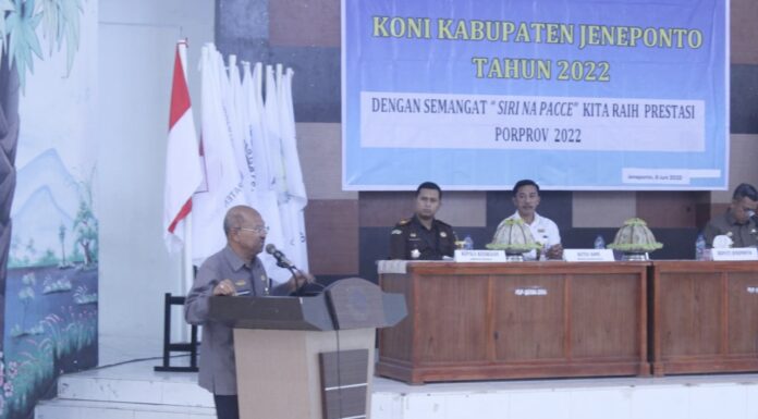 Buka Musorkab KONI Jeneponto, Bupati Harap Berjalan Sportif, Putranya Maju Bertarung Buka Musorkab KONI