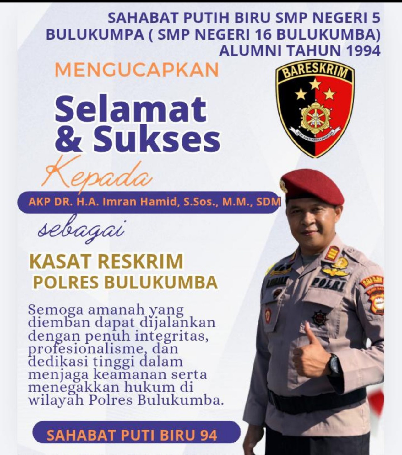 Jejak Pengabdian AKP Andi Imran Hamid, Dari Berantas Narkoba di Jeneponto Kini Pimpin Reskrim Bulukumba
